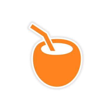 simgesi etiket gerçekçi tasarım üzerinde kağıt Hindistan cevizi kokteyl