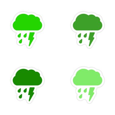 derleme gerçekçi etiket tasarım kağıt yağmur üzerinde bulut yıldırım