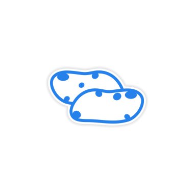 Kağıt patates üzerinde simgesi etiket gerçekçi tasarım