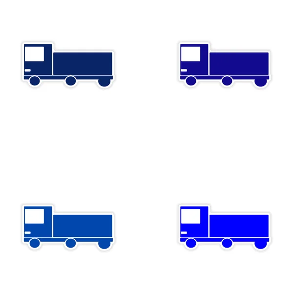 Realistyczne naklejki projekt złożenia na dostawy ładunku samochodu papieru — Wektor stockowy