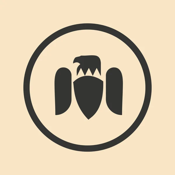 黒と白の携帯電話アプリケーションのワシのロゴでフラット — ストックベクタ
