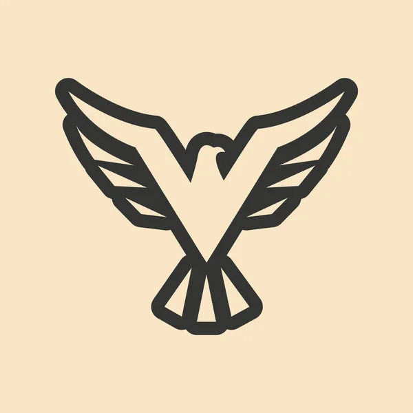 Flach in schwarz-weißer mobiler Applikation Adler-Logo — Stockvektor