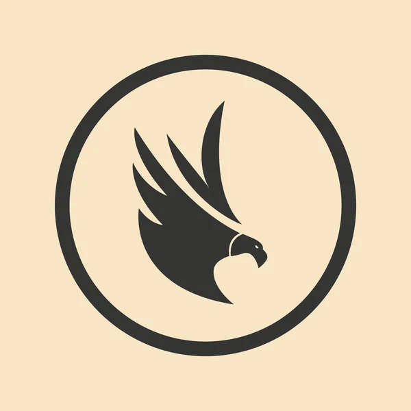 Logo águila de aplicación móvil plana en blanco y negro — Vector de stock