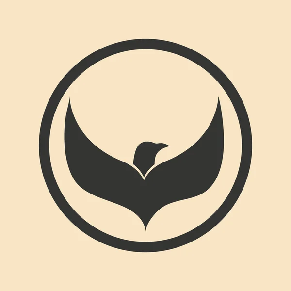 Flach in schwarz-weißer mobiler Applikation Adler-Logo — Stockvektor