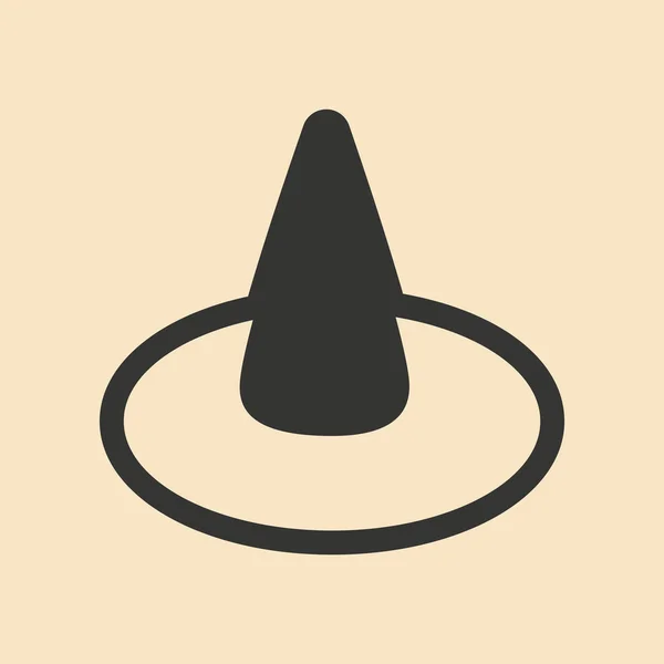 Flat em preto e branco aplicativo móvel chapéu de bruxa — Vetor de Stock