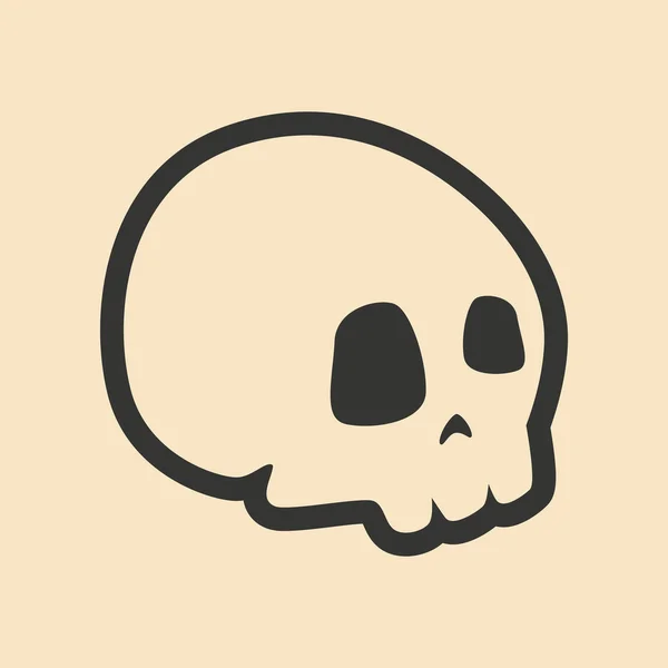 Flat in black and white mobile application skull — Stock Vector