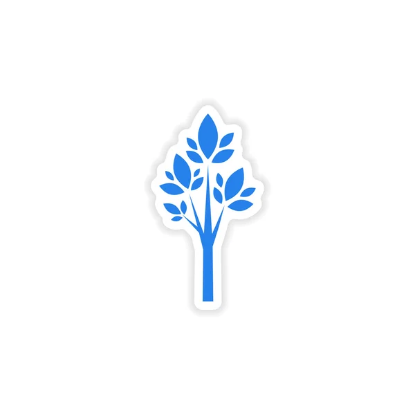 Adesivo icona design realistico sulla silhouette dell'albero di carta — Vettoriale Stock