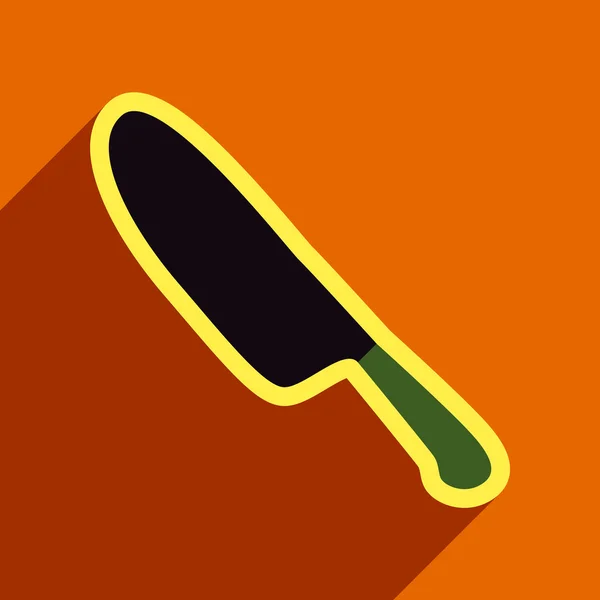 Piso con sombra Cuchillo icono sobre fondo de color — Vector de stock