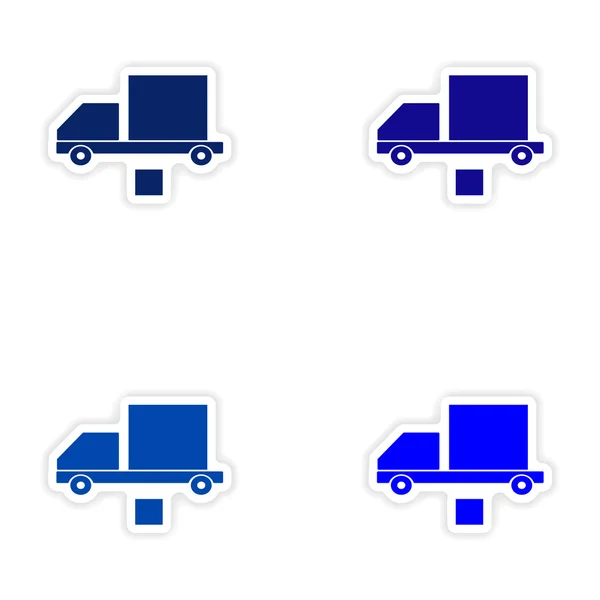 Montaggio design adesivo realistico su camion scatola di consegna di carta — Vettoriale Stock