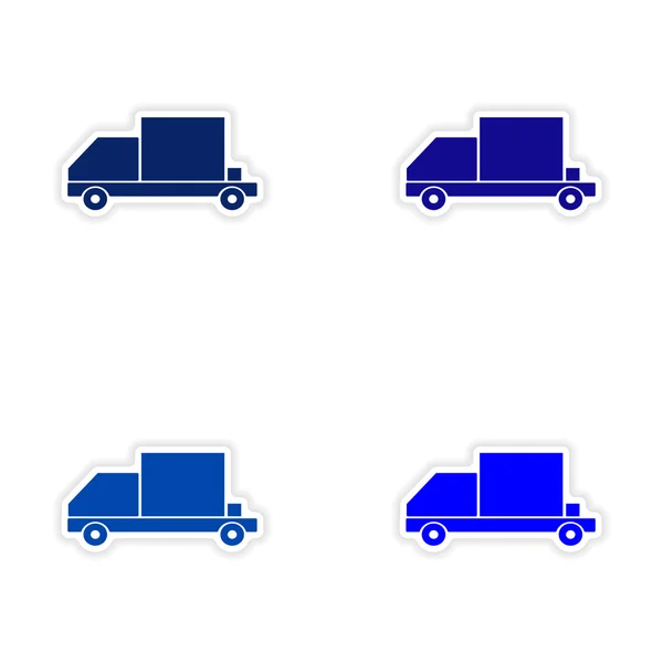 Montaggio design adesivo realistico su camion scatola di consegna di carta — Vettoriale Stock