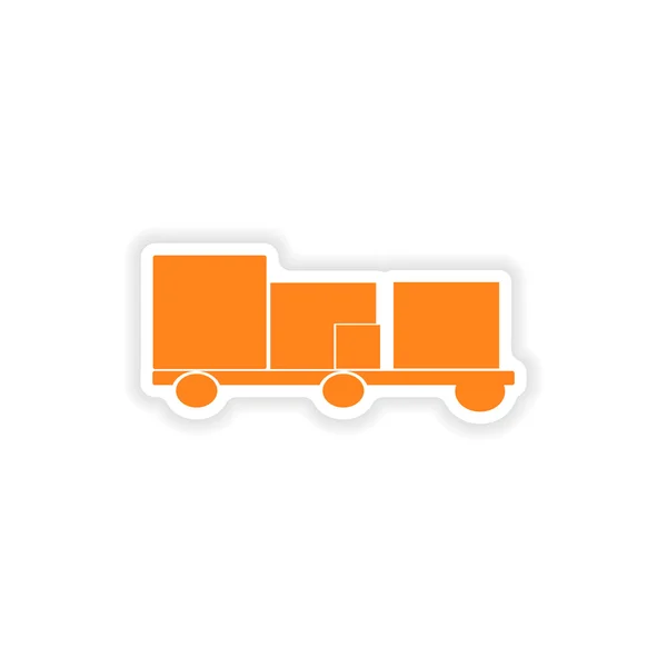 Pictogram sticker realistische ontwerp op papier aanhangwagen goederenlogistiek — Stockvector