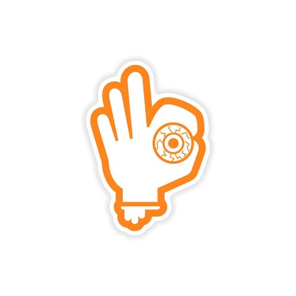 Icon sticker realistic design on paper Hand zombie eyes — Stock Vector