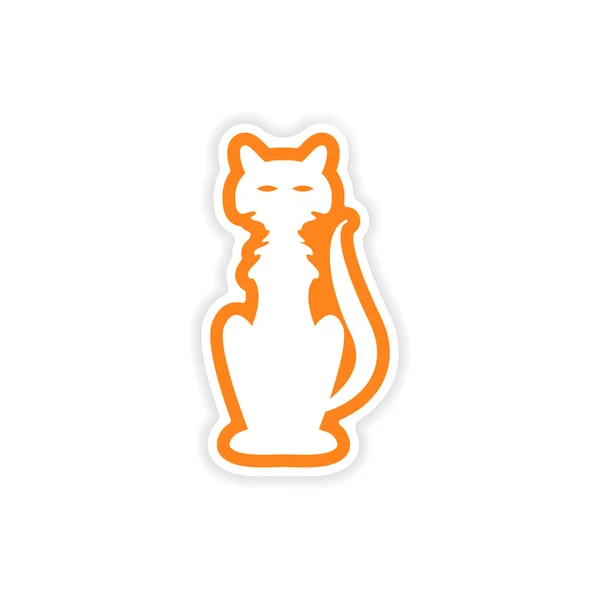 Icon sticker realistic design on paper cat — Stock Vector