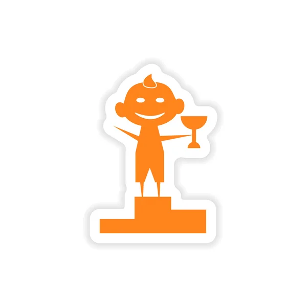 Icon sticker realistic design on paper child winner — Stock Vector