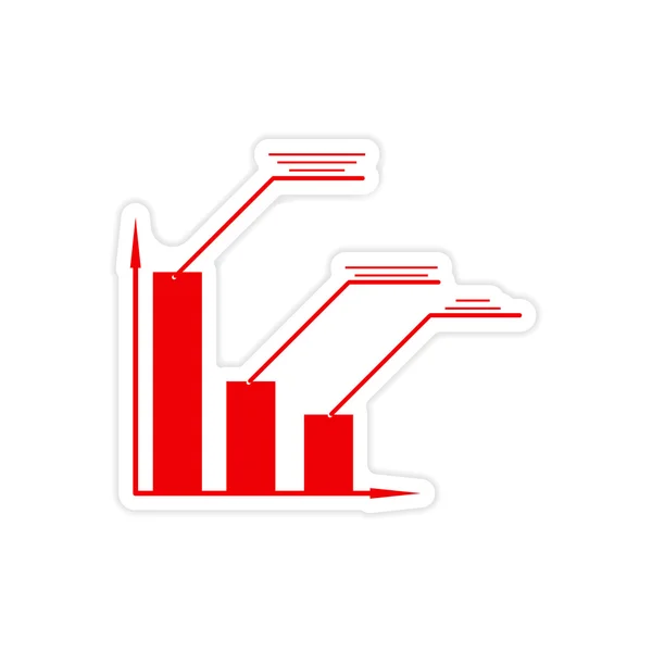 Стильна наклейка на паперовому економічному графіку на білому тлі — стоковий вектор