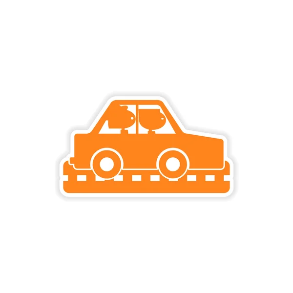 Pictogram sticker realistische ontwerp op papier auto meisjes — Stockvector