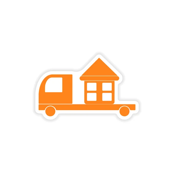 icon sticker realistic design on paper truck home delivery