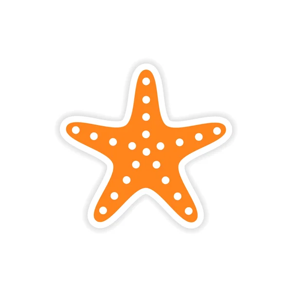 Adesivo icona design realistico su carta stella di mare — Vettoriale Stock