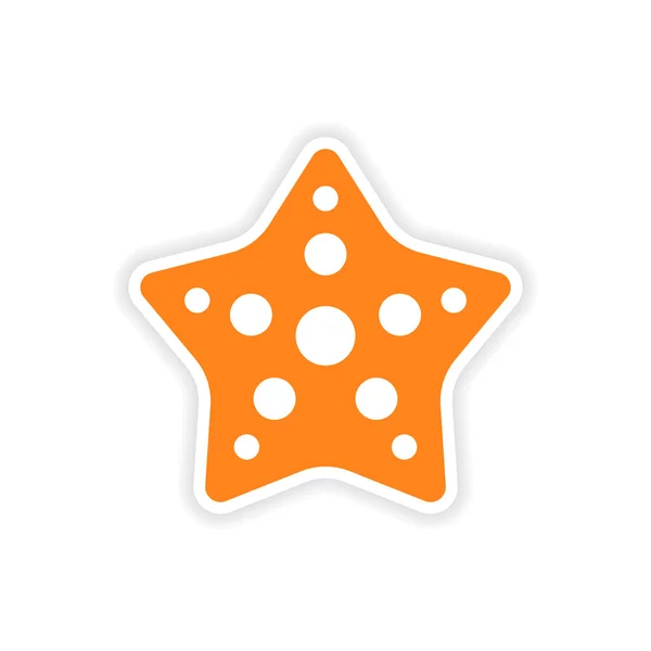 Adesivo icona design realistico su carta stella pesce — Vettoriale Stock