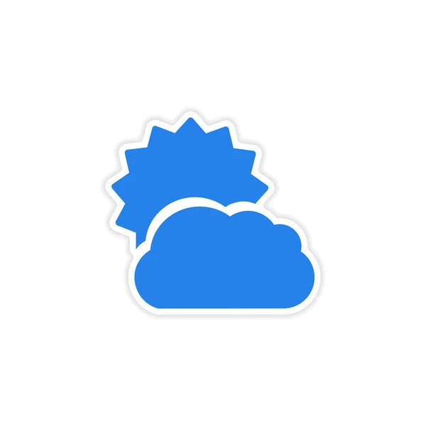 Pictogram sticker realistische ontwerp op papier zon wolk — Stockvector
