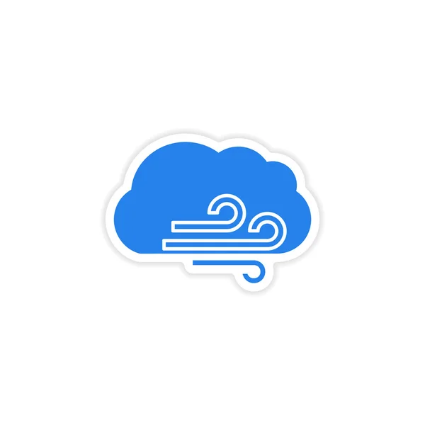 Pictogram sticker realistische ontwerp op papier wolk wind — Stockvector