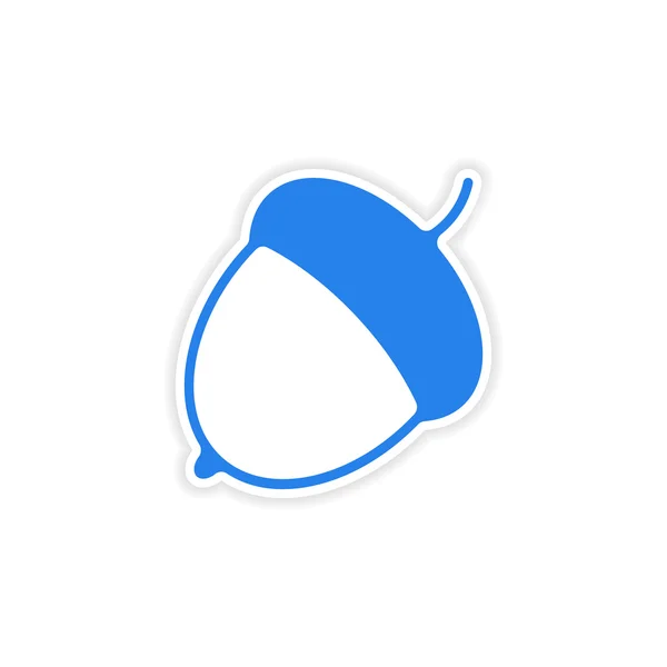 Icon sticker realistic design on paper acorn — Stock Vector