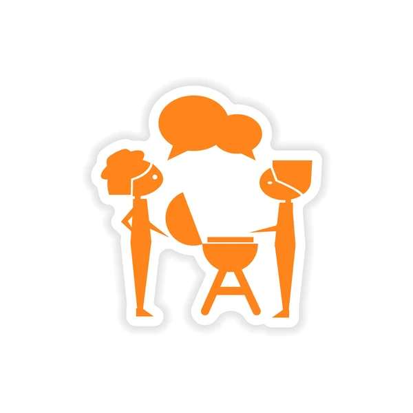 Icon sticker realistic design on paper barbecue party — Stock Vector