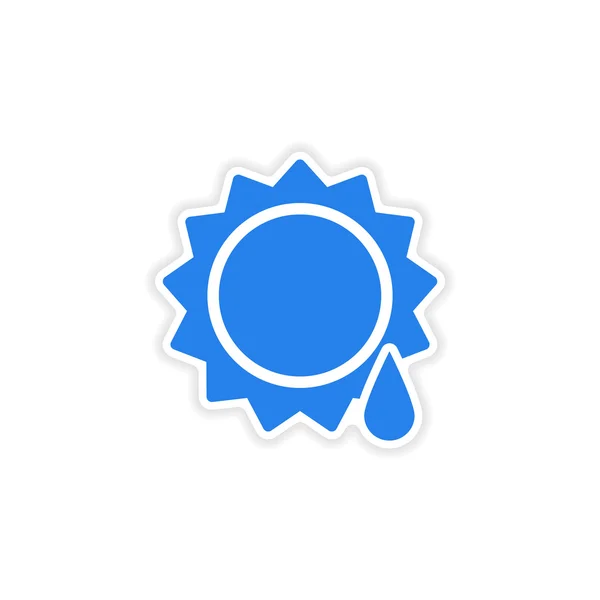 Adesivo icona design realistico sulla goccia di carta sole — Vettoriale Stock