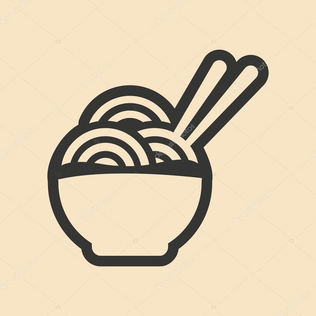 Flat in black and white mobile application noodles