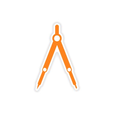 Kağıt pergel matematik simgesi etiket gerçekçi tasarım