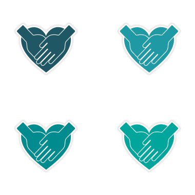 derleme gerçekçi etiket tasarım kağıt üzerinde kalp eller