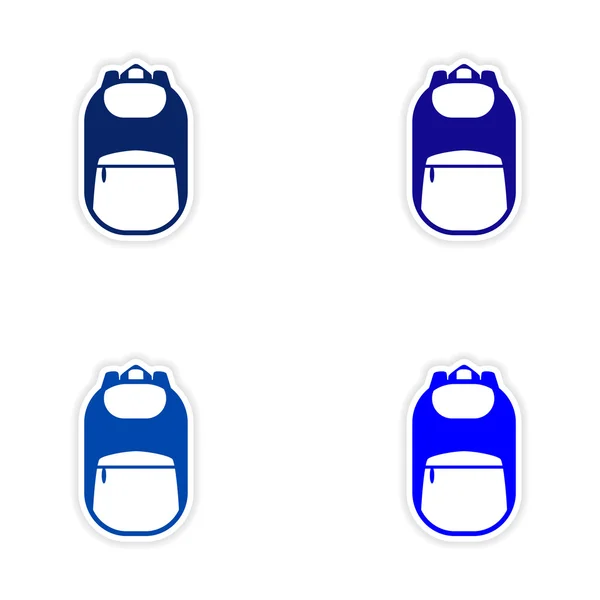 Församlingen realistiska klistermärke design på papper ryggsäck — Stock vektor