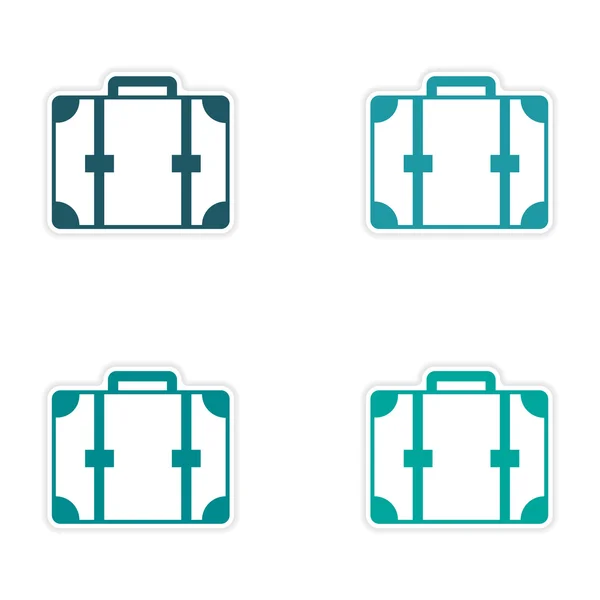 紙のスーツケースからアセンブリ現実的なステッカー デザイン — ストックベクタ