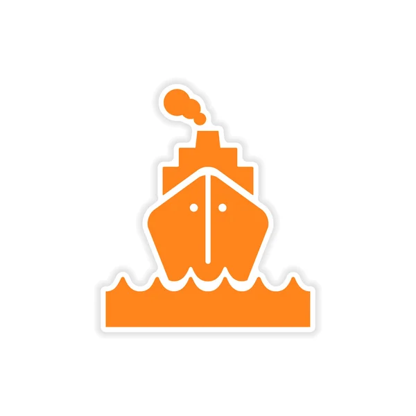 Icon sticker realistic design on paper sea ship — Stock Vector