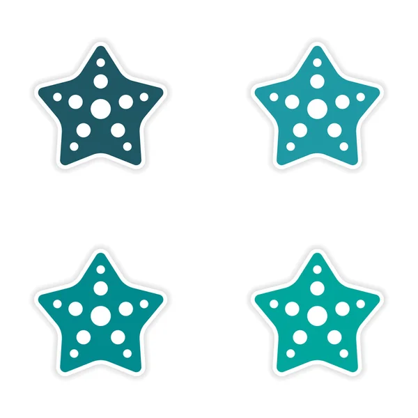Assemblage design autocollant réaliste sur papier étoile poisson — Image vectorielle