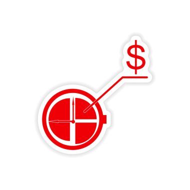 Kağıt kronometre para beyaz arka plan üzerinde bulunan şık etiket