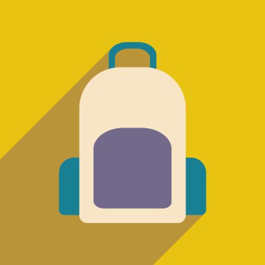 Düz gölge simgesi ve mobil uygulama sırt çantası ile