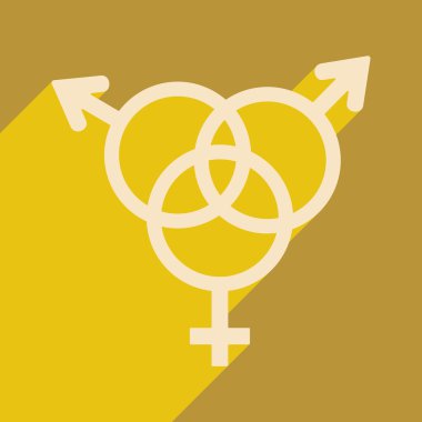 Düz gölge simgesi ve mobil uygulama eşitlik cinsiyetler ile