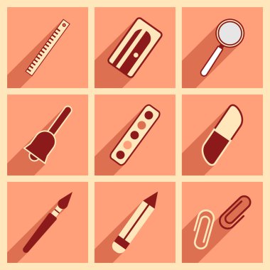 Gölge kavramı ile düz ve mobil uygulama okul malzemeleri