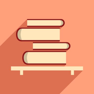 Düz gölge simgesi ve mobil uygulama kitap raf
