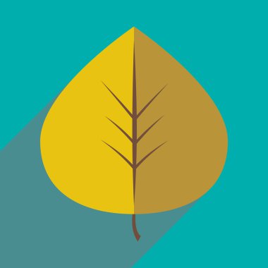 Düz gölge simgesi ve mobil uygulama yaprak ile