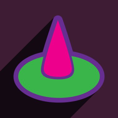 Düz gölge simgesi cadı şapkası ile renkli bir arka plan