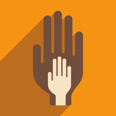 Düz gölge simgesi ve mobil uygulama güven logo ile