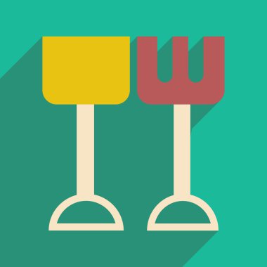 Düz gölge simgesi ve mobil uygulama ile kürek ve komisyon