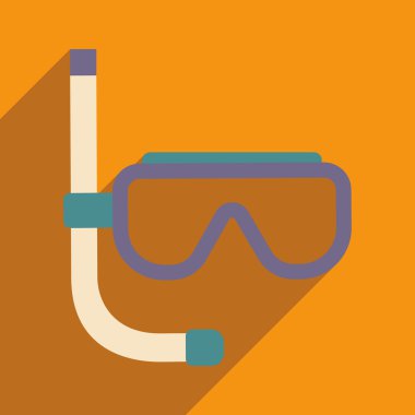 Düz gölge simgesi ve mobil uygulama maskesi dalış ile