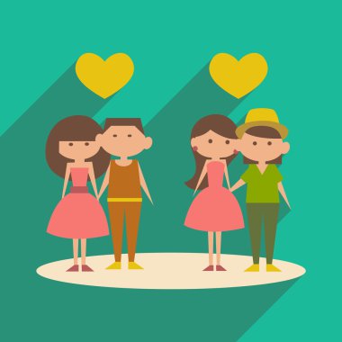 Düz gölge simgesi ve mobil uygulama romantik tarih ile