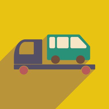 Düz gölge simgesi ve mobil uygulama çekici kamyon araba ile