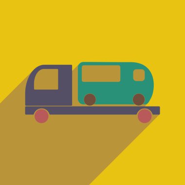 Düz gölge simgesi ve mobil uygulama araba otobüs servisi ile