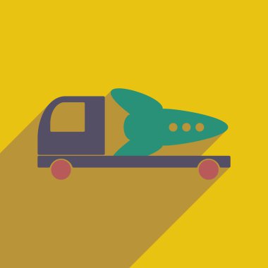 Düz gölge simgesi ve mobil uygulama roket araba teslimat ile