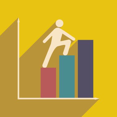 Düz gölge simgesiyle adam zamanında tırmanıyor.